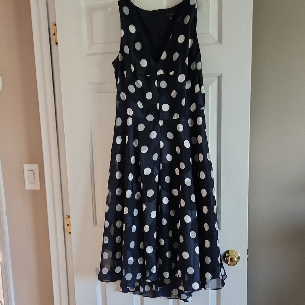 PRETTY WOMAN...Navy Polka Dot On Dot  Dress
